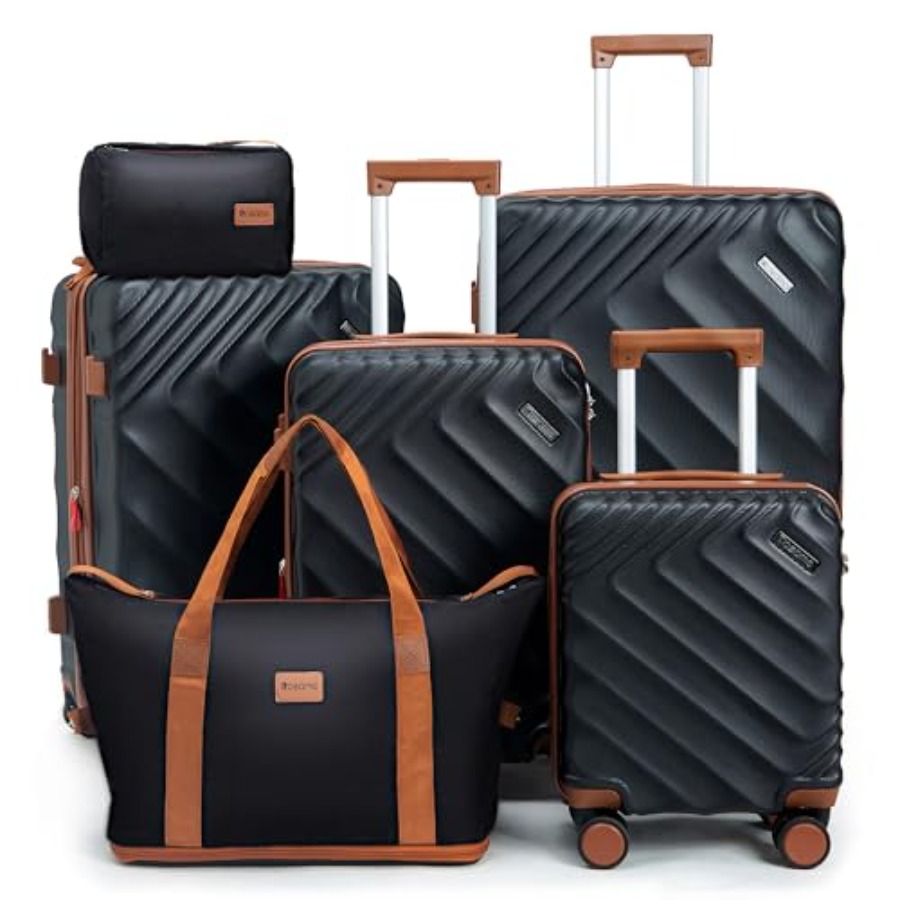 Expandable Hard Shell Luggage Set - 6-Piece Hard Shell Expandable Luggage Set,