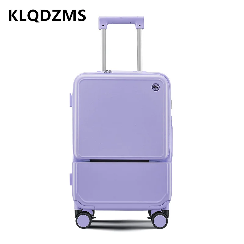 KLQDZMS Aluminum Frame Suitcas - Front Opening Laptop Luggage 24 Inch recension och pris