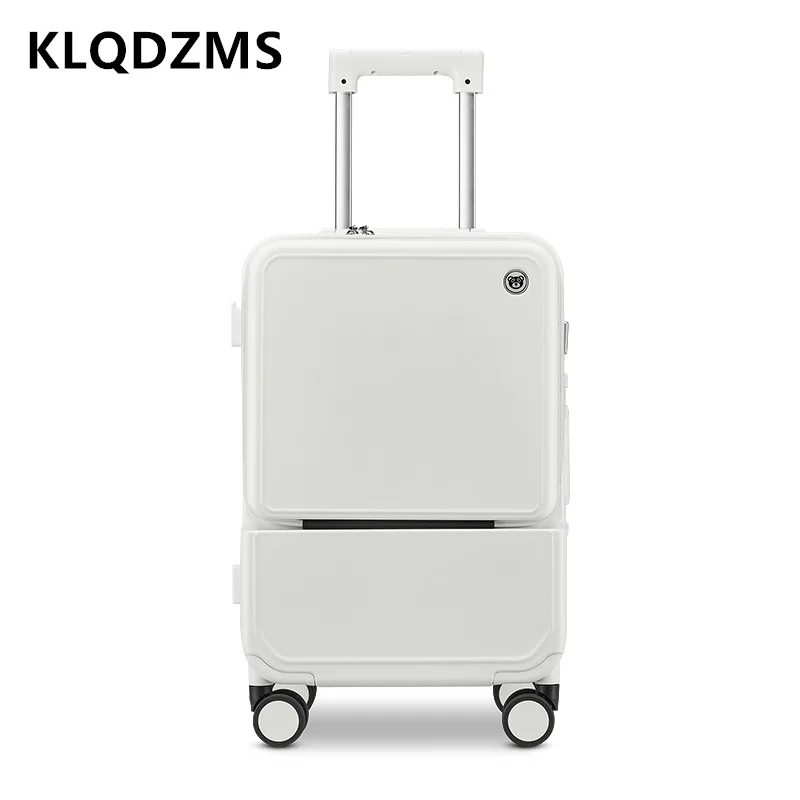 KLQDZMS Aluminum Frame Suitcas - Front Opening Laptop Luggage 24 Inch recension och pris