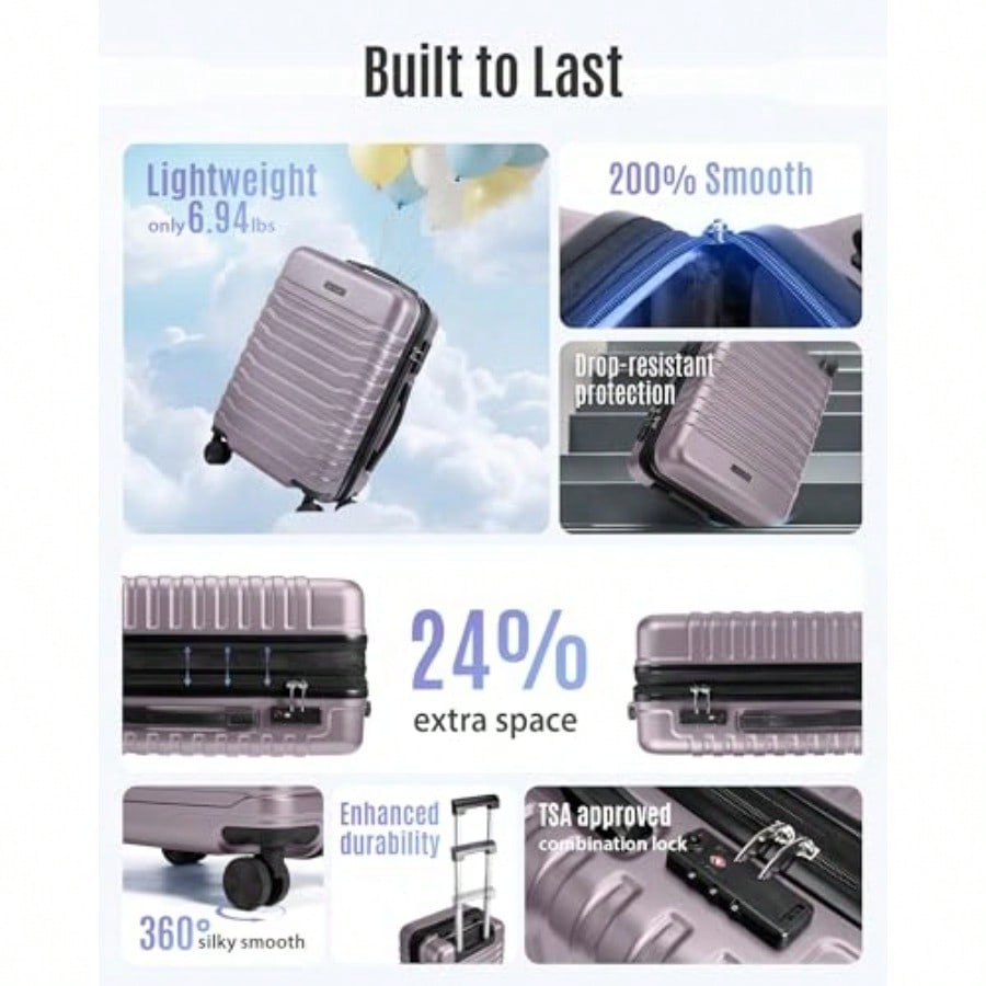 Expandable Carry On Lage 22x14 - Spinner Wheel Rolling Suitcase 20 Inch recension och pris