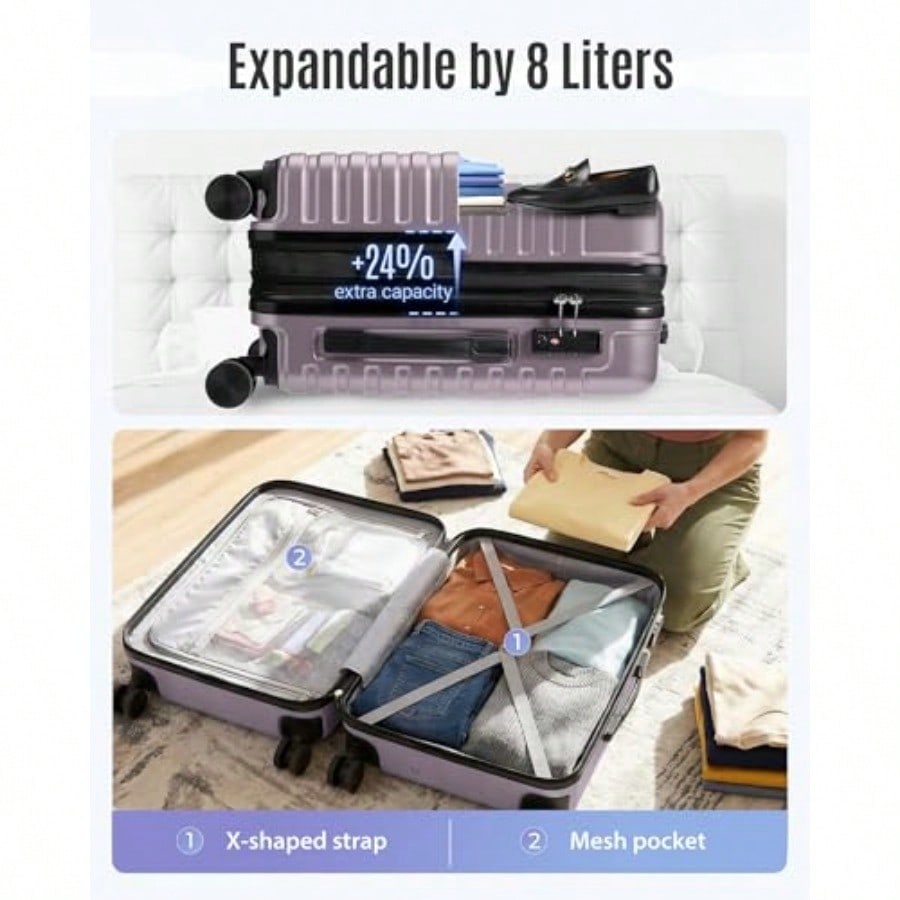 Expandable Carry On Lage 22x14 - Spinner Wheel Rolling Suitcase 20 Inch recension och pris