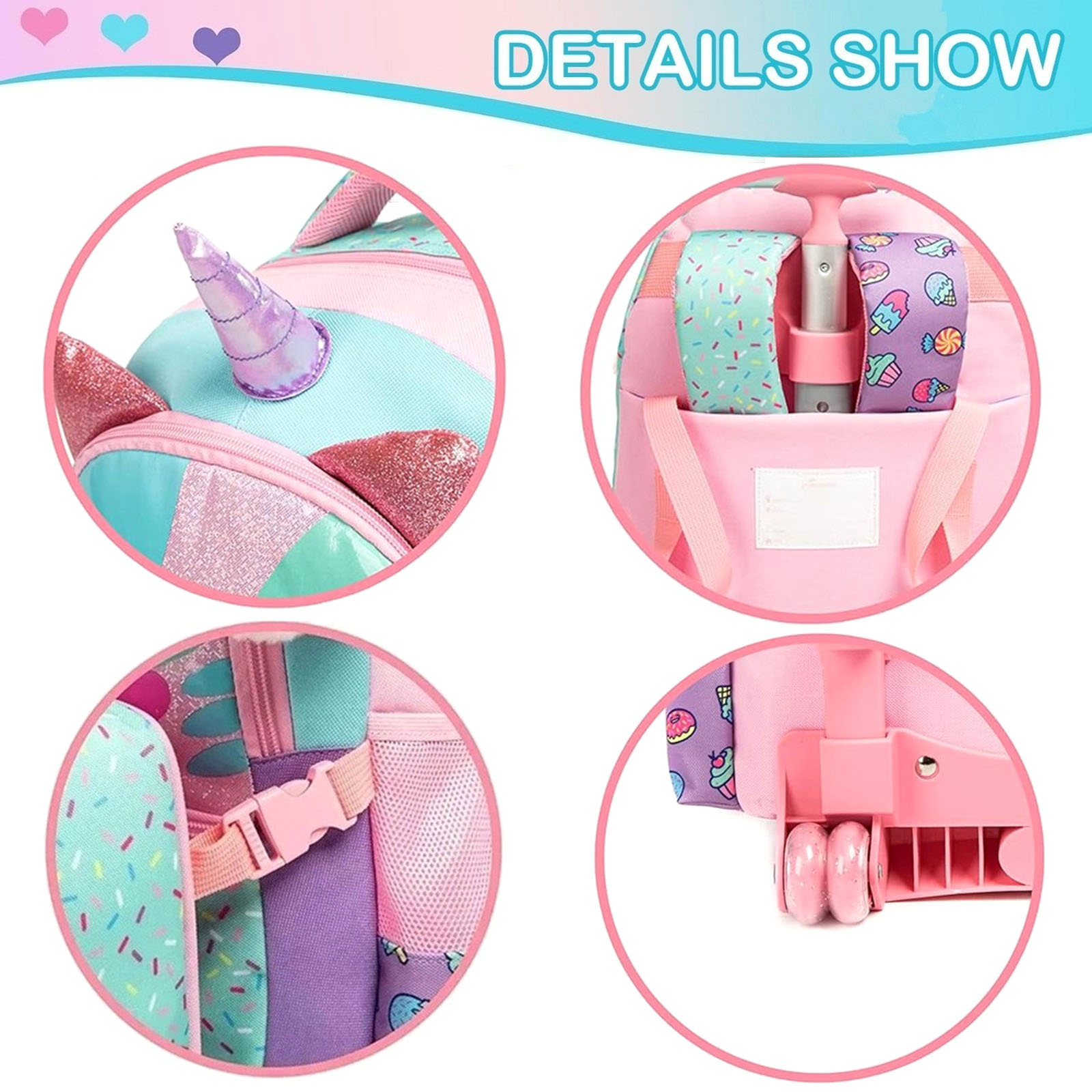 3PCS Cute Rolling Backpack for - Foldable Rolling Luggage Bag recension och pris