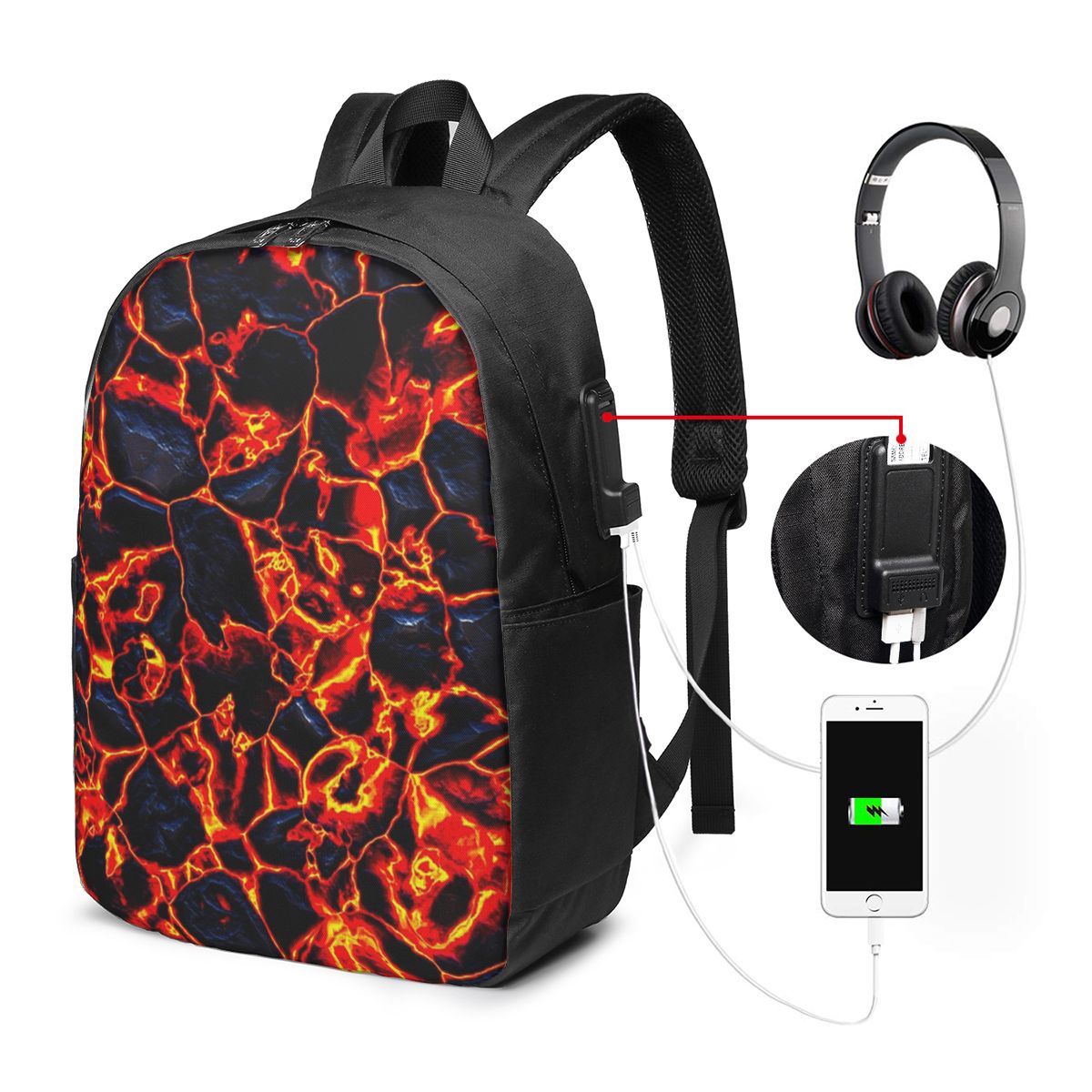 Magma Volcano Lava Fire Backpa - Travel Bags recension och pris