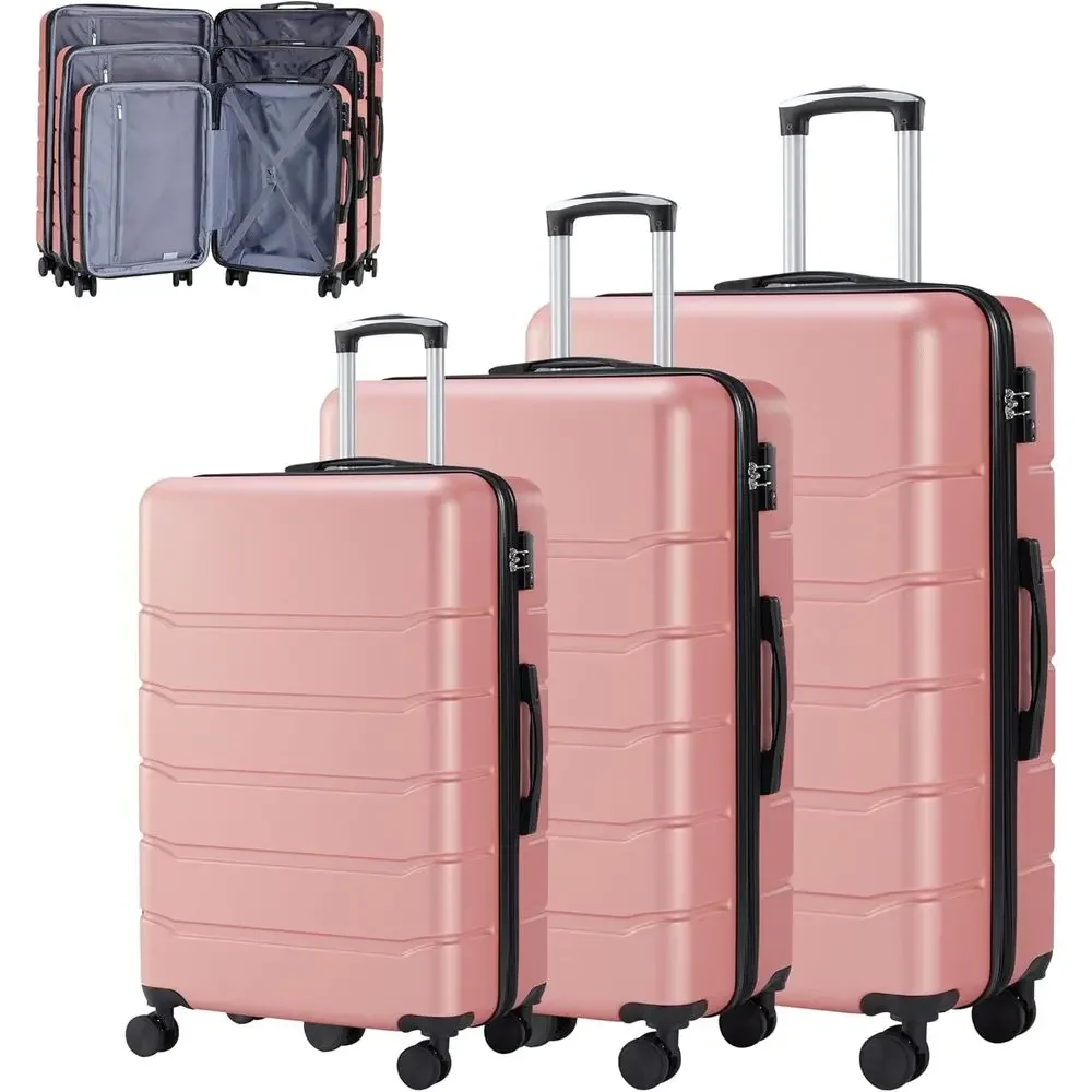 3-Piece Large Suitcase Set wit - Expandable Hard Shell Luggage Set recension och pris