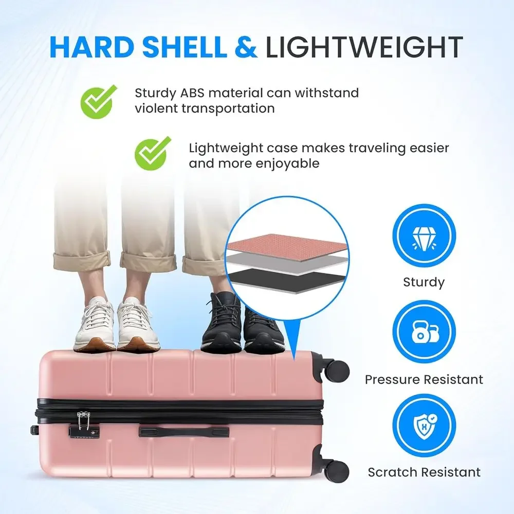 3-Piece Large Suitcase Set wit - Expandable Hard Shell Luggage Set recension och pris