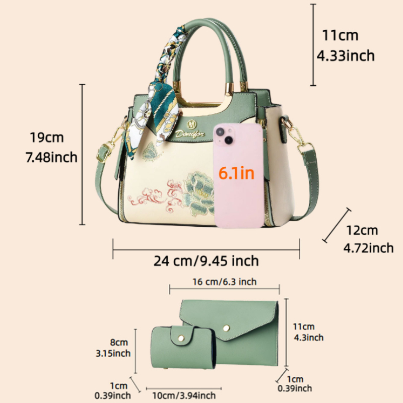 3-piece embroidered handbag se - Wallets recension och pris