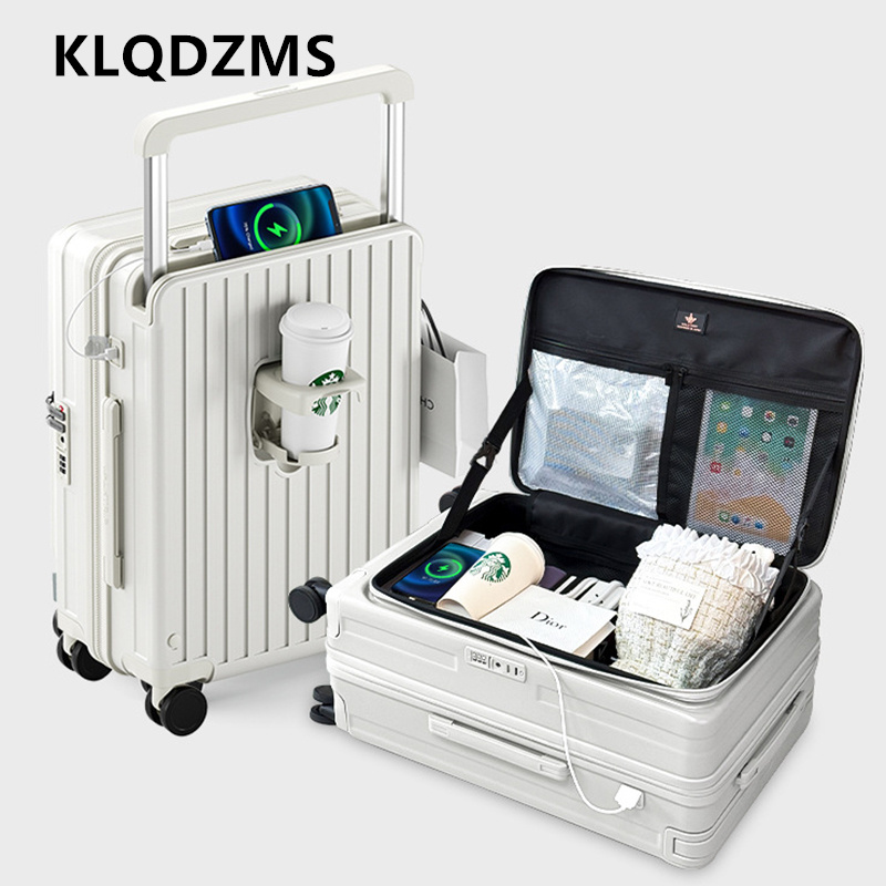 KLQDZMS Charging Suitcase Fron - Front Opening Laptop Luggage 24 Inch recension och pris