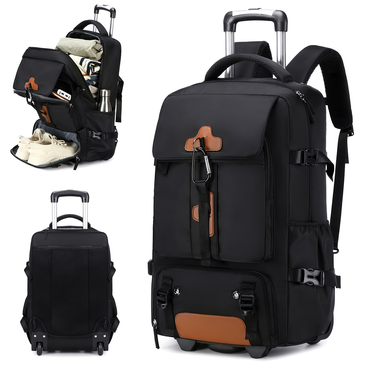 Rolling Backpack Large Capacit - Foldable Rolling Luggage Bag recension och pris