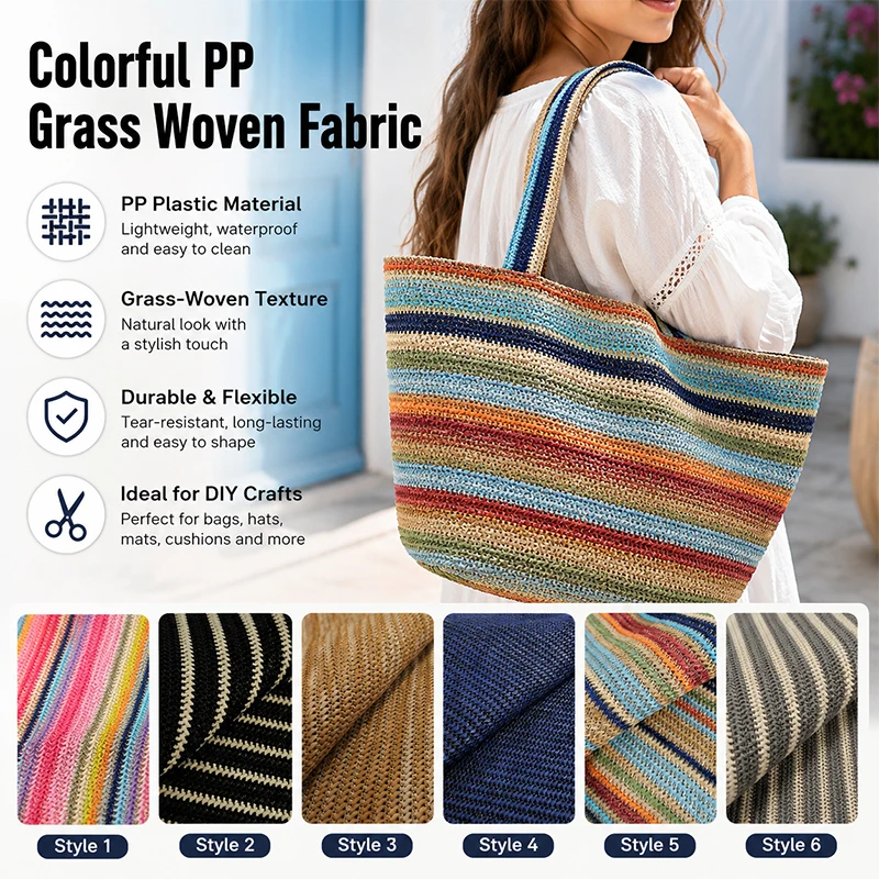 1yard Colorful Strip Pp Straw  - Handbags recension och pris